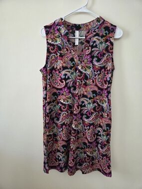 THE LIZZY TANK DRESS - BLACK MULTI BY DEAR SCARLETT -Size Small